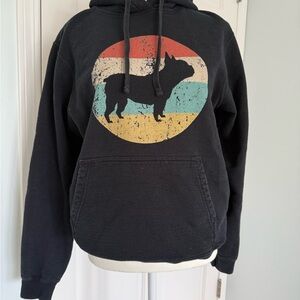Port & Company Black Hoodie with Retro Pug Print‎ M